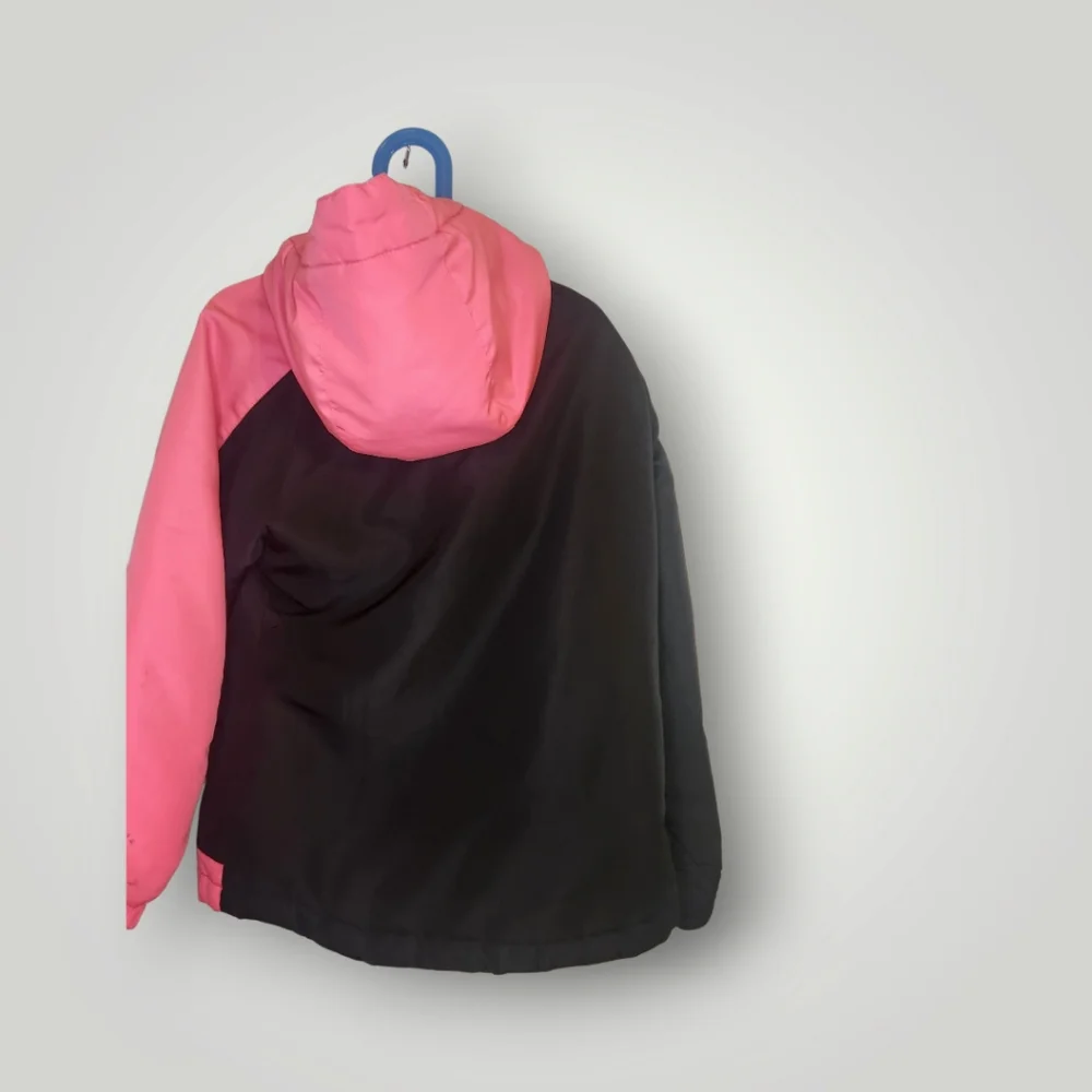 The Children's Place Girl Windbreaker Hooded puffer Jacket Black Pink m 7 8